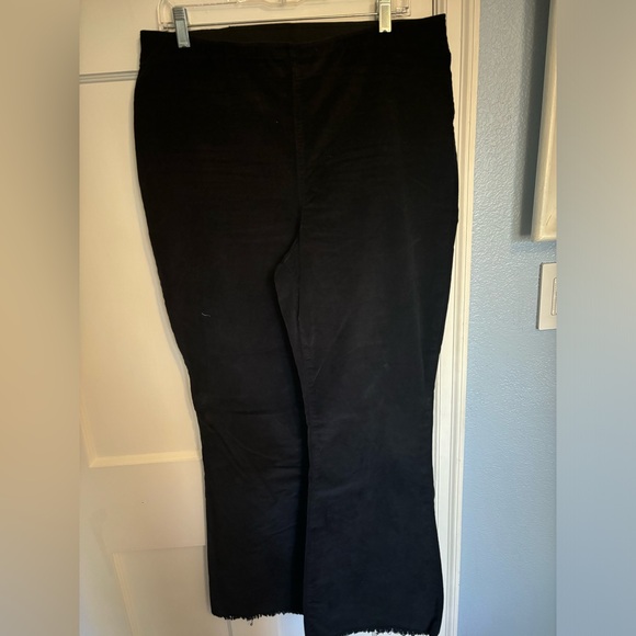 Knox Rose pull on black corduroy flare pants with frayed ends - Picture 3 of 6